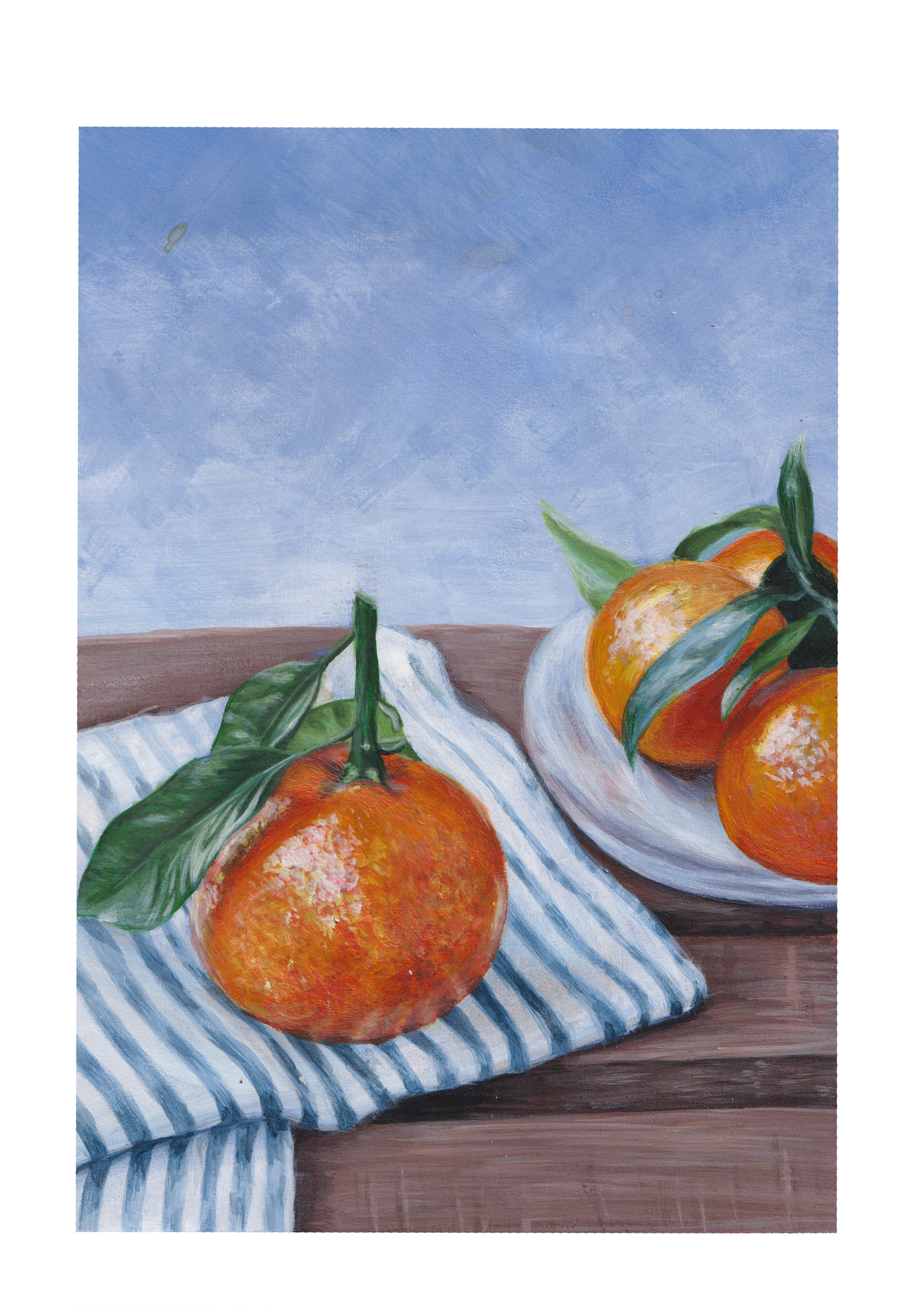 Oranges on Picnic Table - Fine Art Print